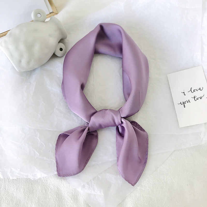 Pure color ladies tie wrap silk scarf