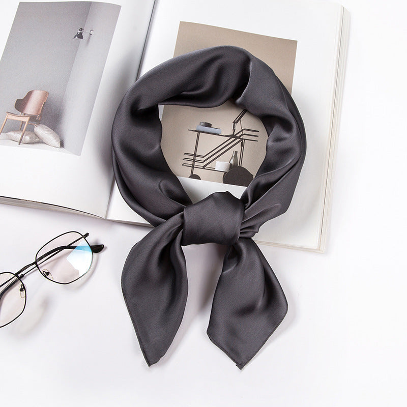 Pure color ladies tie wrap silk scarf