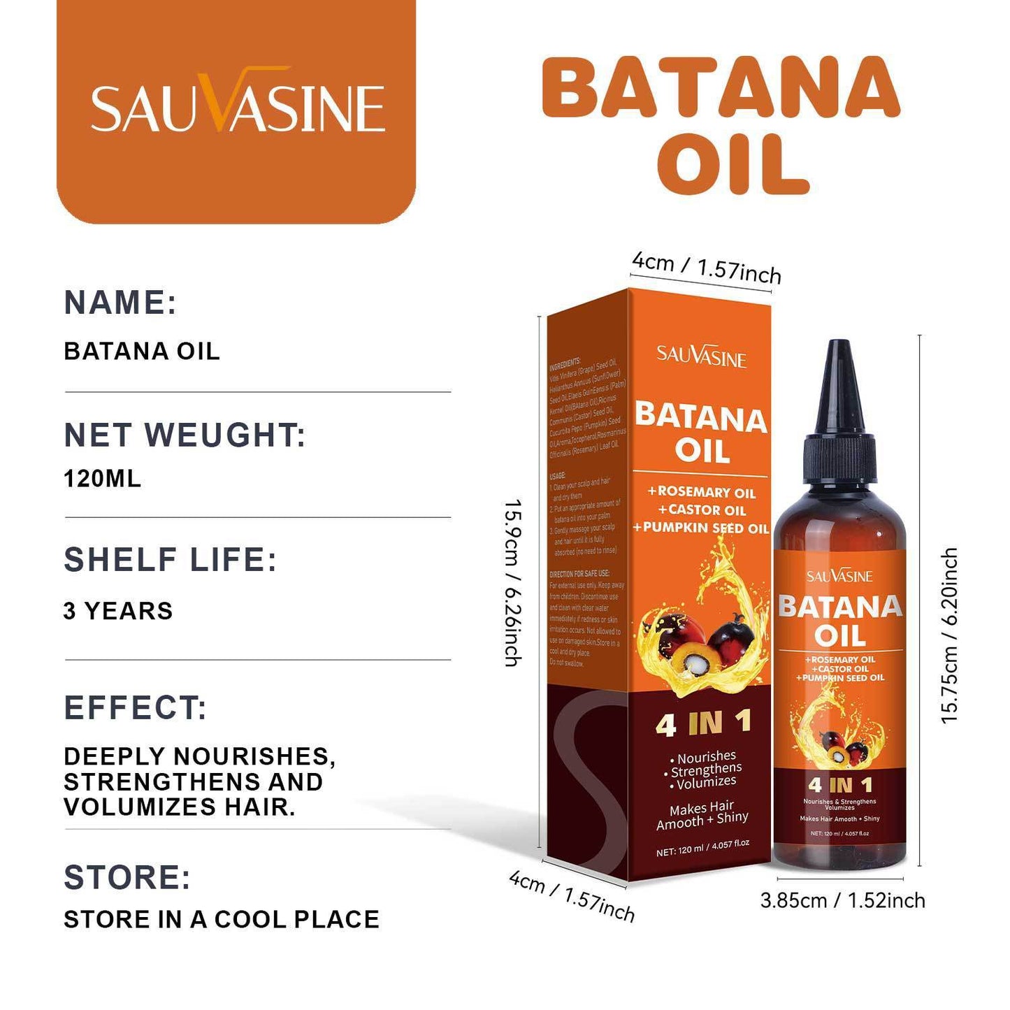 120ml Moisturizing Repair Strong And Tough Anti-hair Loss BATANA OIL