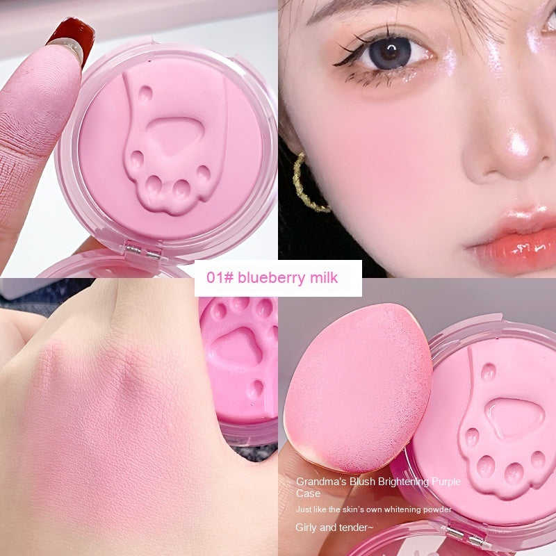Blusher With Powder Puff Low Saturation Easy To Smudge