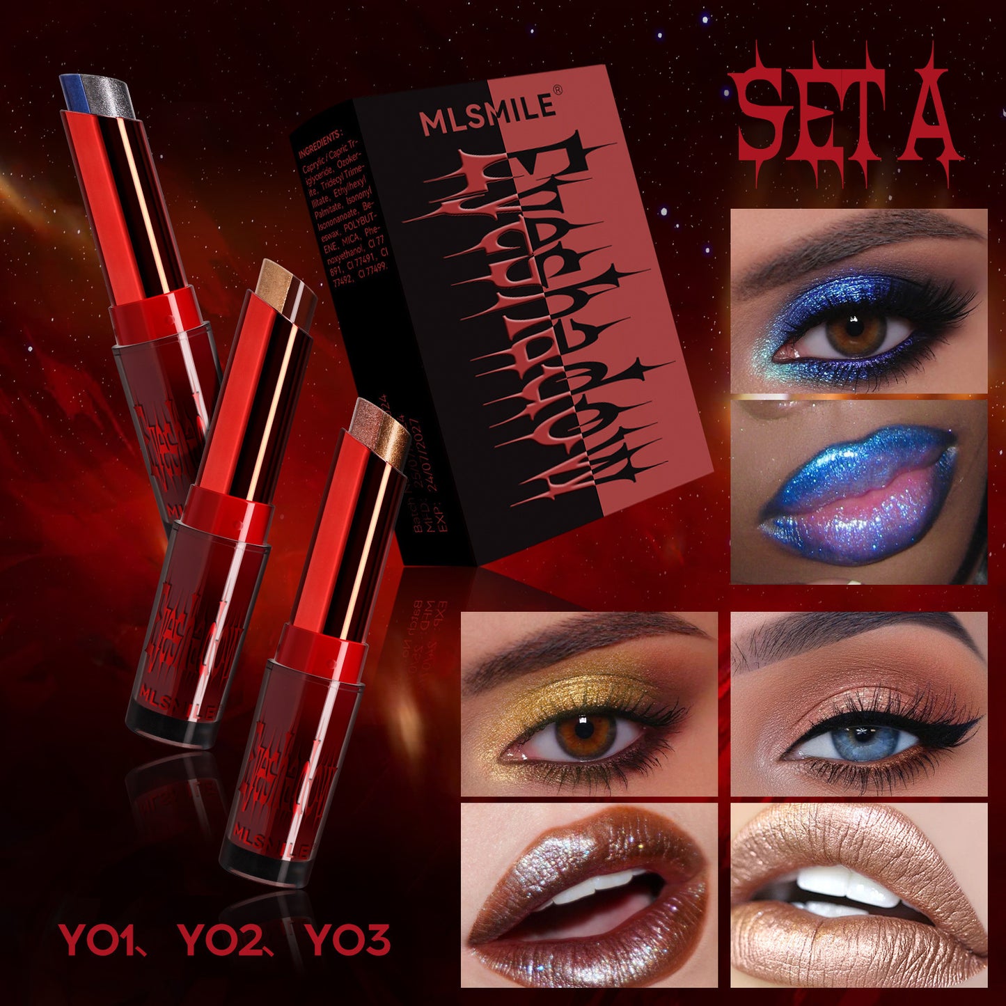 Two-color Pearlescent Eye Shadow Stick Suit Gradient Thin And Glittering