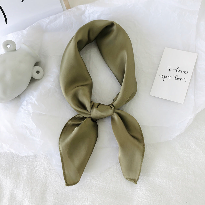 Pure color ladies tie wrap silk scarf