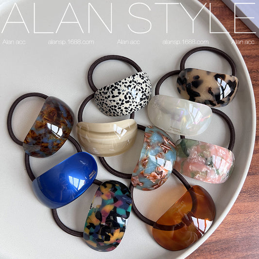 Oval Acetate Hair Band Ins Online Influencer Fashion Hair Rope Rubber Band Ponytail Bun Temperament Head Rope Top Cuft