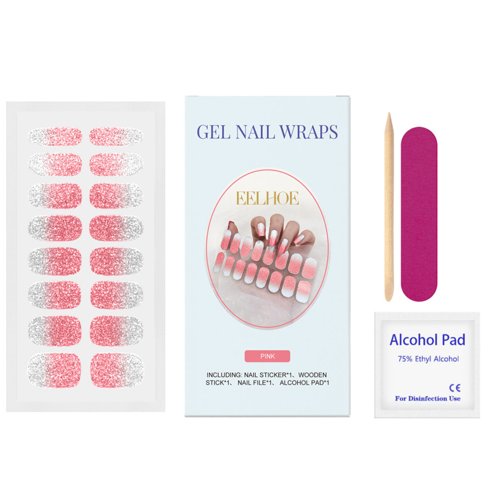 Soft Gel Nail Sticker Set Glitter Four Colors