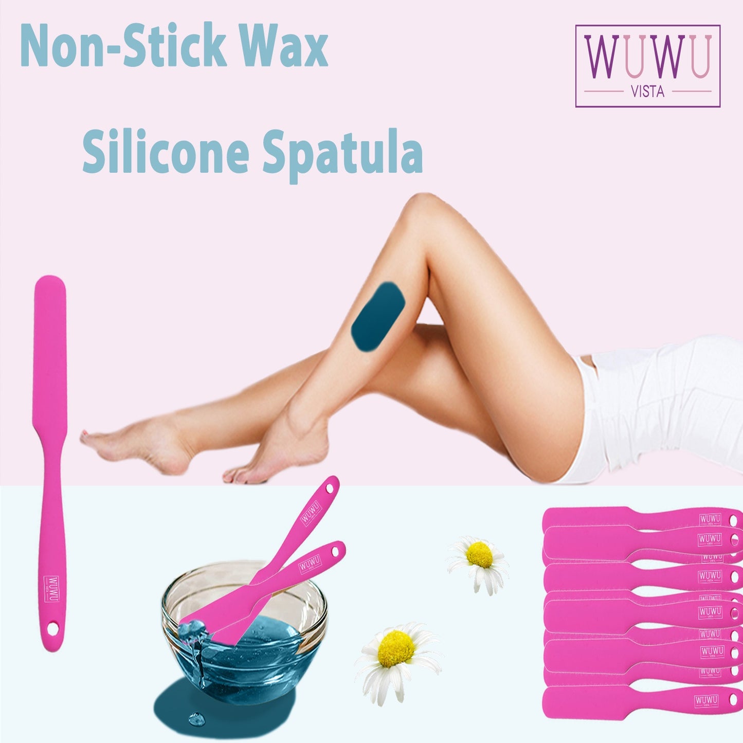 WUWUVISTA Non-stick Wax Silicone Spatula Hair Removal Accessories Easy To Clean And Reusable Large Area Hair Removal Wax Scraper