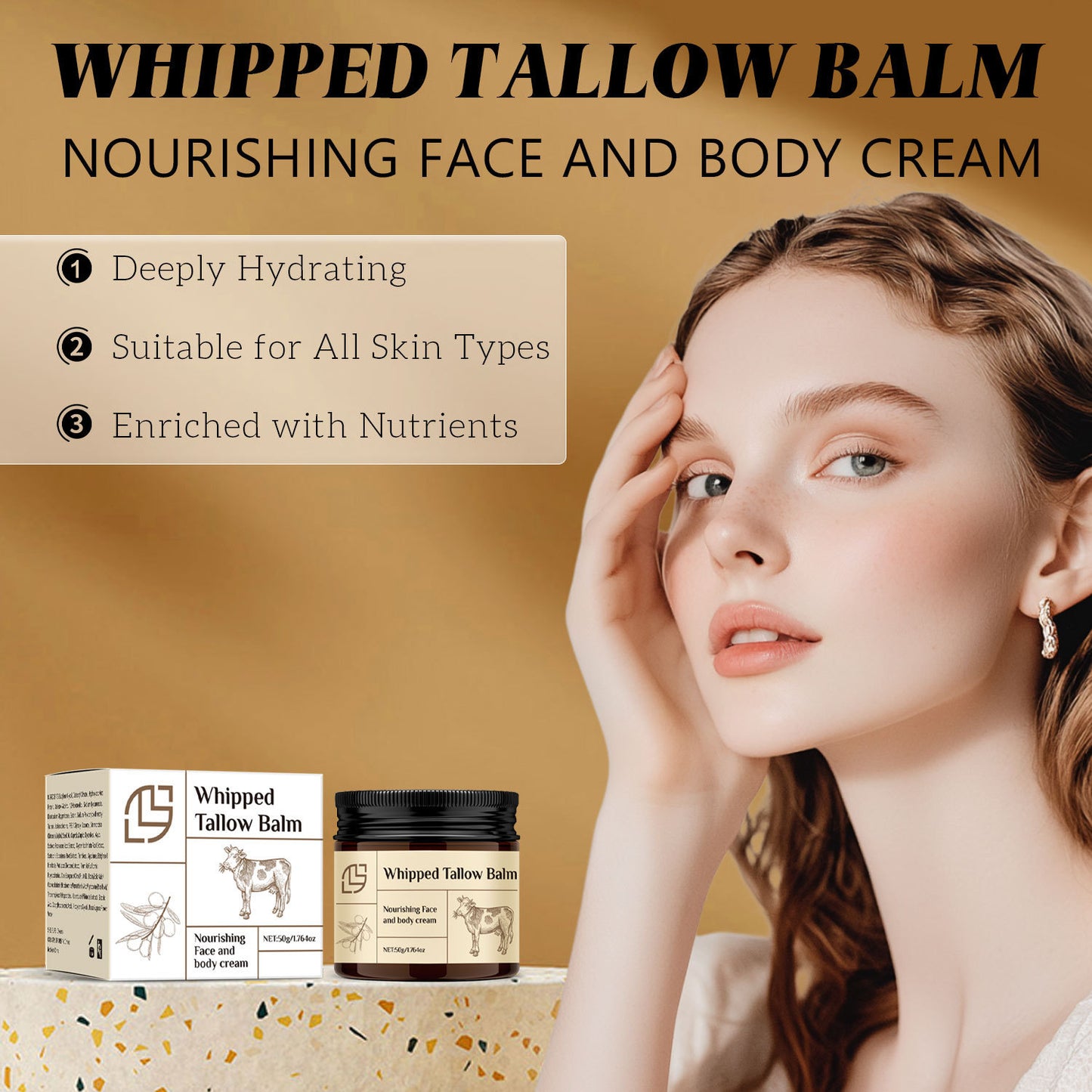 Beef Fat Cream 50g Whipped Tallow Balm Gentle Moisturizing
