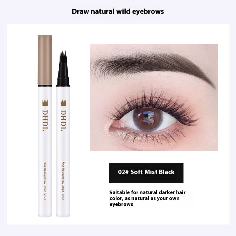 DHDL Four-fork Water Eyebrow Pencil Waterproof Sweat-proof Long Lasting Non Smudge