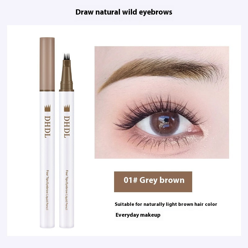 DHDL Four-fork Water Eyebrow Pencil Waterproof Sweat-proof Long Lasting Non Smudge