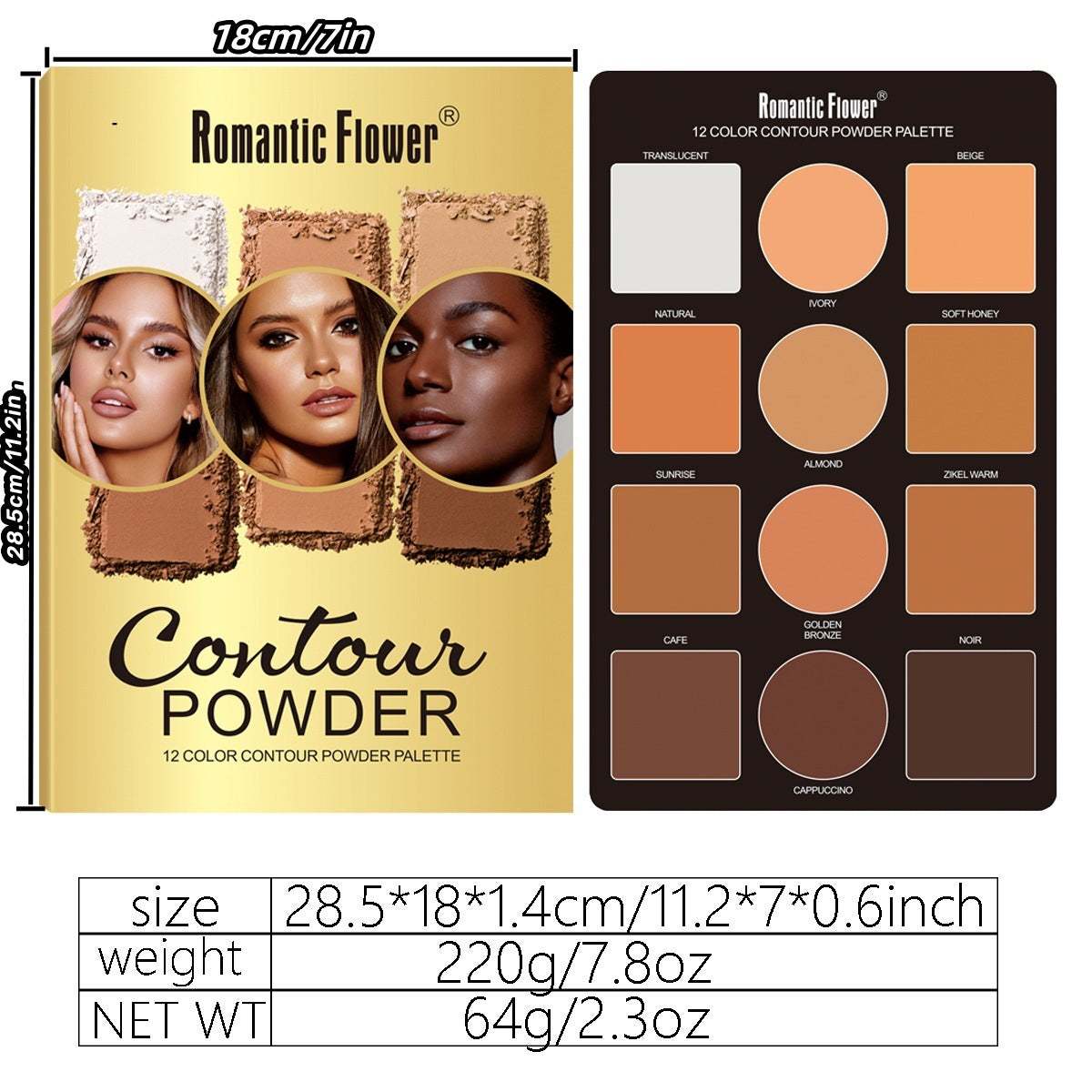 12 Colors Powder Makeup Contour Compact Concealer Highlight Brightening