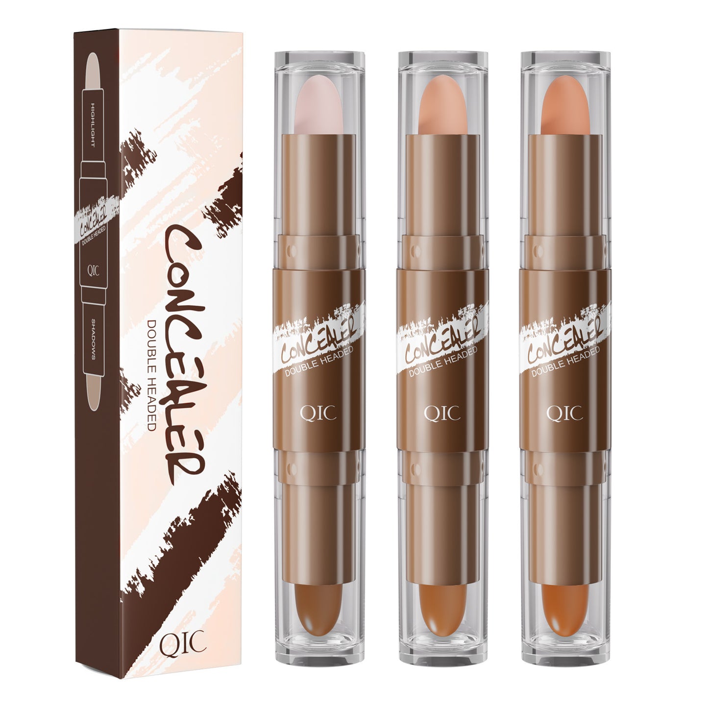 Double-headed Contour Stick Modified To Brighten Facial Shadow Highlights