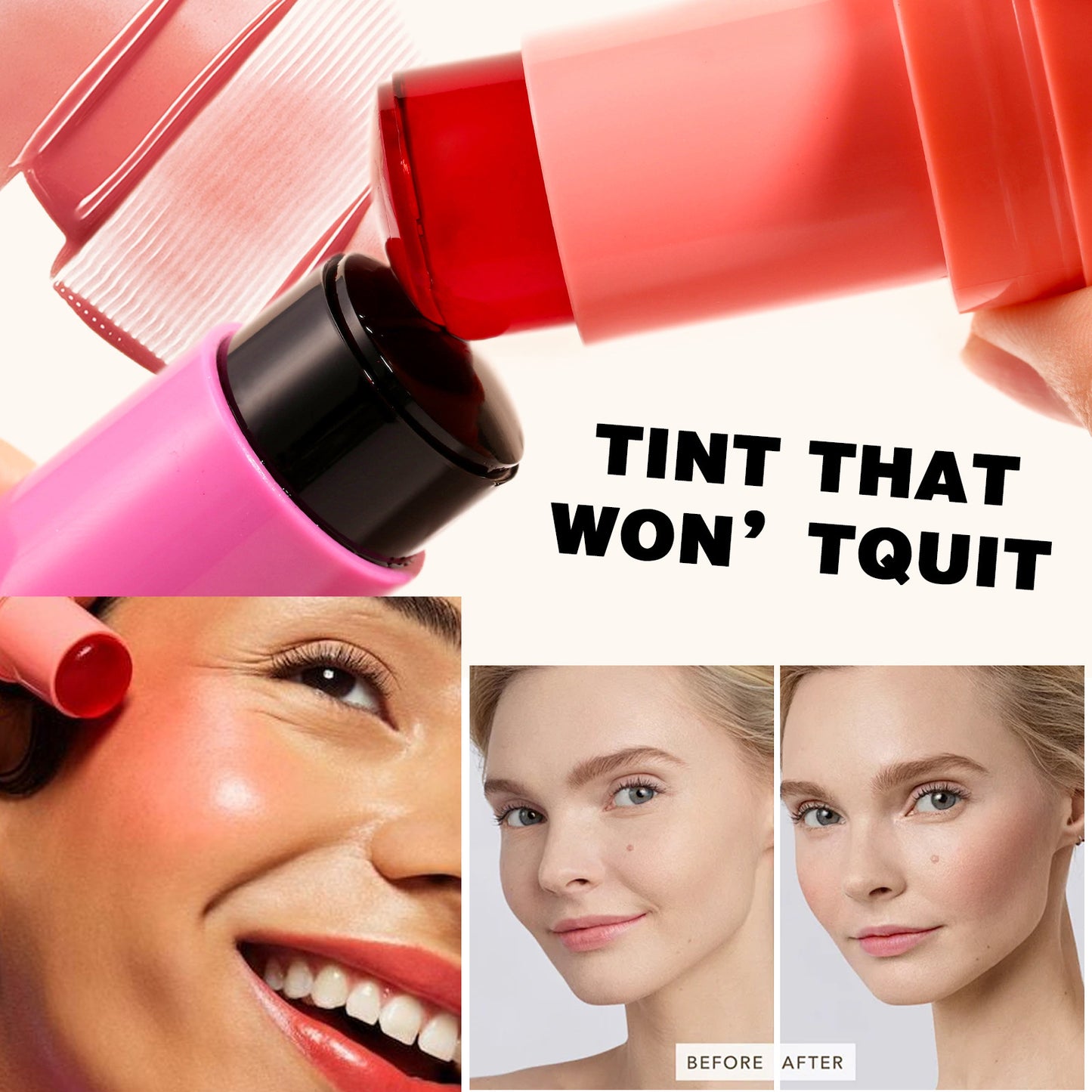 Bouncy Fruit Flavor Dyed Lip Brush Lip And Cheek Dual-use Natural Repair Lip Gloss Stick