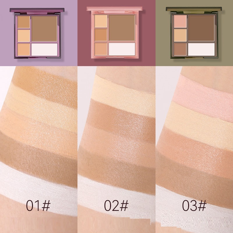 Five Color Contouring Palette Waterproof Concealer Matte Nose Shadow