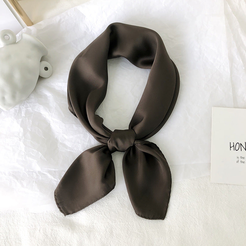 Pure color ladies tie wrap silk scarf