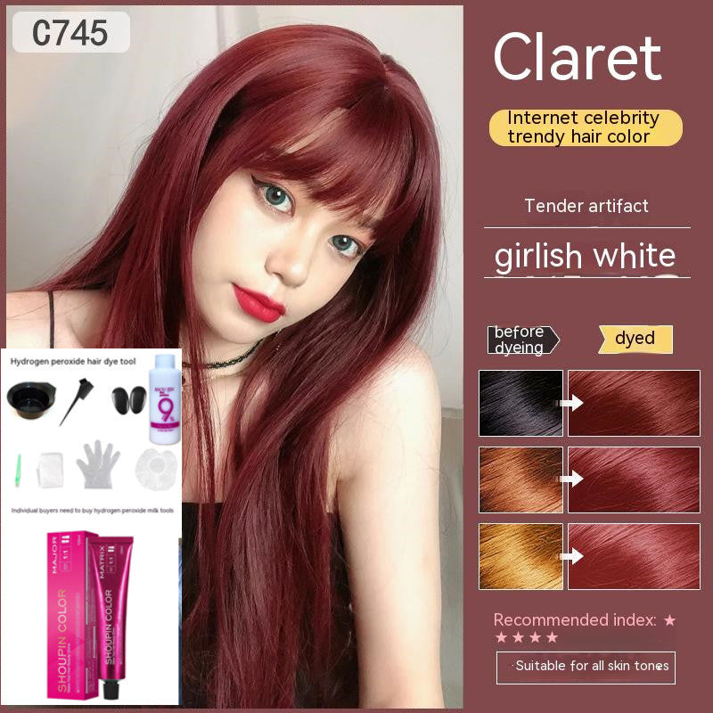 Ammonia-free Hair Color Paste Monochrome Paste Cover White Hair Multi-segment Color One-step Black Tea Gray Blue Black Hair Dye