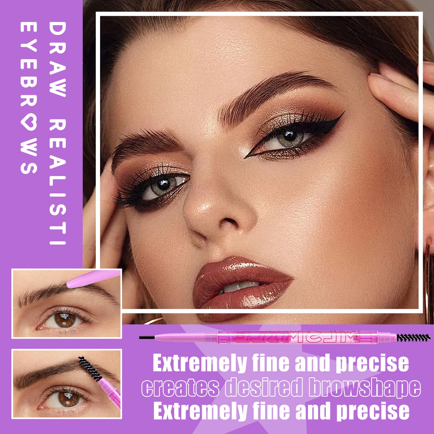 4-color Double-headed Eyebrow Pencil Waterproof And Sweat-proof Long-lasting