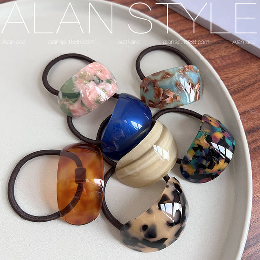 Oval Acetate Hair Band Ins Online Influencer Fashion Hair Rope Rubber Band Ponytail Bun Temperament Head Rope Top Cuft