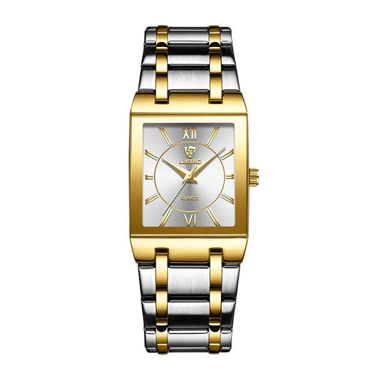 LiEBIG Luxury Golden Quartz Wristwatches For Female Girl Male Fashion 30m Waterproof Women Ladies Mens Watches Relogio Feminino