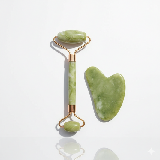 Natural Powder Crystal Jade Roller Beauty Face-lifting Double-head Massager