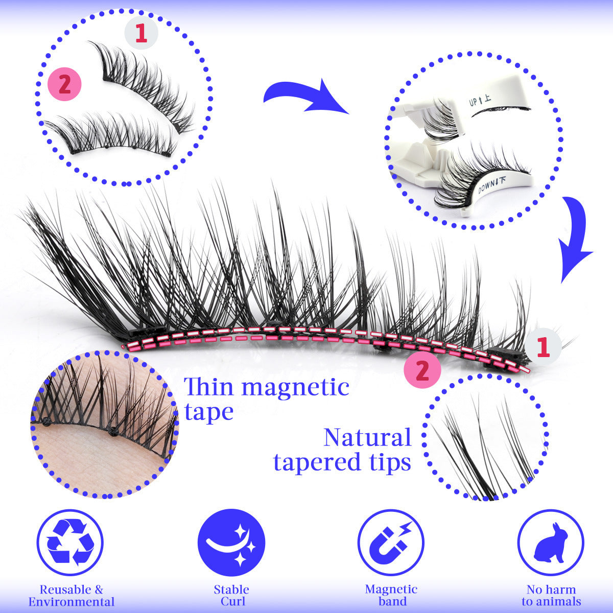 European And American Reusable Waterproof Natural Thick Magnetic False Eyelashes