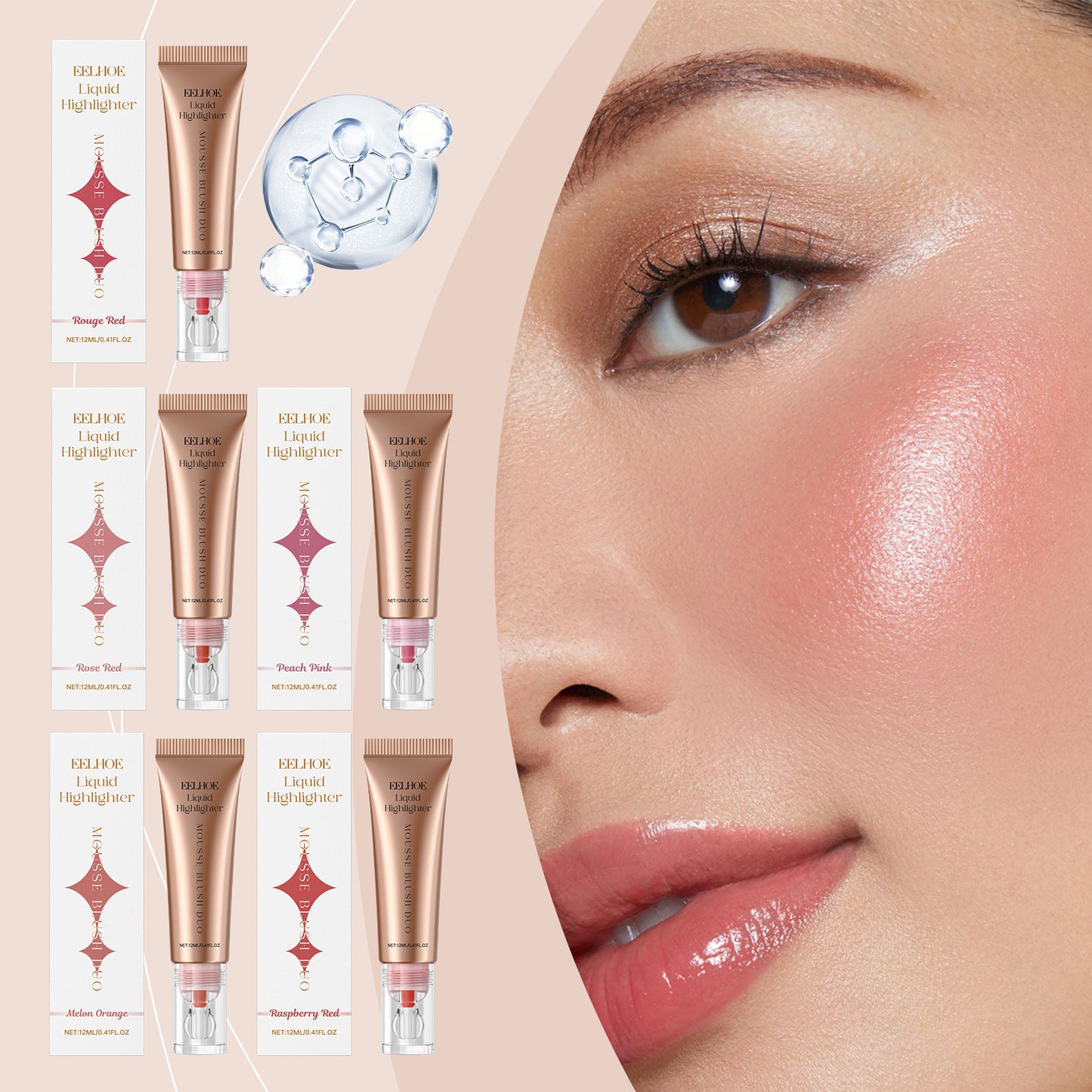 Natural Lightweight Matte Repair Highlight Multifunctional Face Blusher