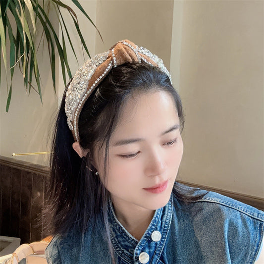European And American Heavy Industry Rhinestone Knotted Hair Hoop Retro Court