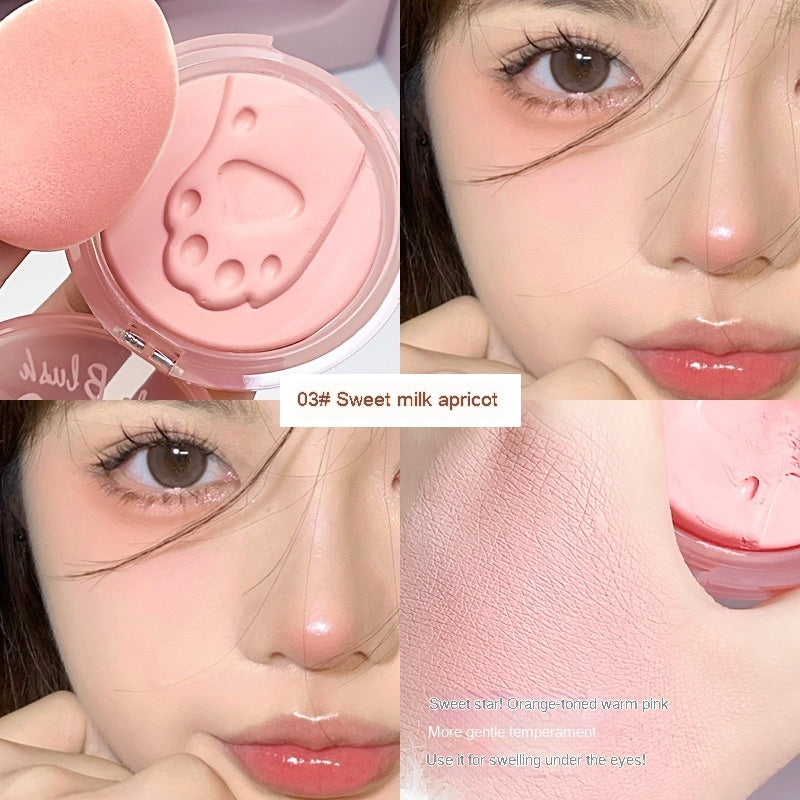 Blusher With Powder Puff Low Saturation Easy To Smudge