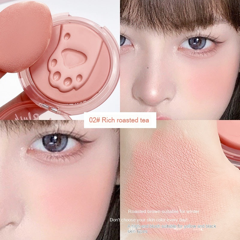 Blusher With Powder Puff Low Saturation Easy To Smudge