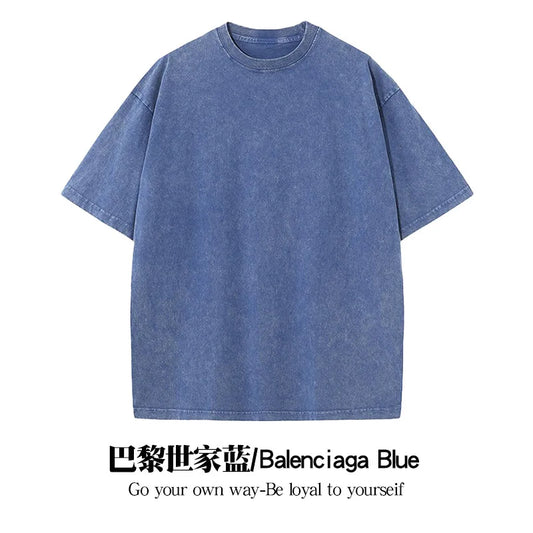Summer Washed T shirt for Men Women Cotton Loose O-Neck Oversized Tee Men's Korean Y2k Tops Casual Vintage Short Sleeve T-shirt