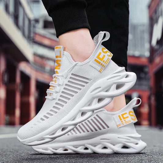 YRZL Men Shoes Comfortable Casual White Sneakers Breathable Platform Running Shoes for Men Mesh Tenis Sport Shoes for Men