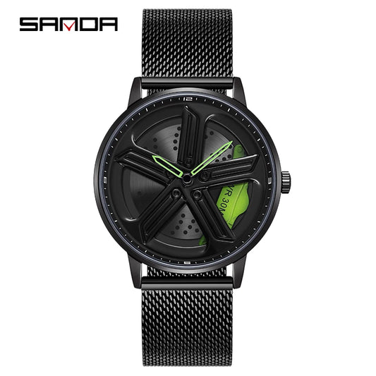 SANDA Sunbeam Man Watches Fashion Good looking Sport Rim Hub Watch Cool Men Luxury Car Design Watches Quartz Waterproof Watches