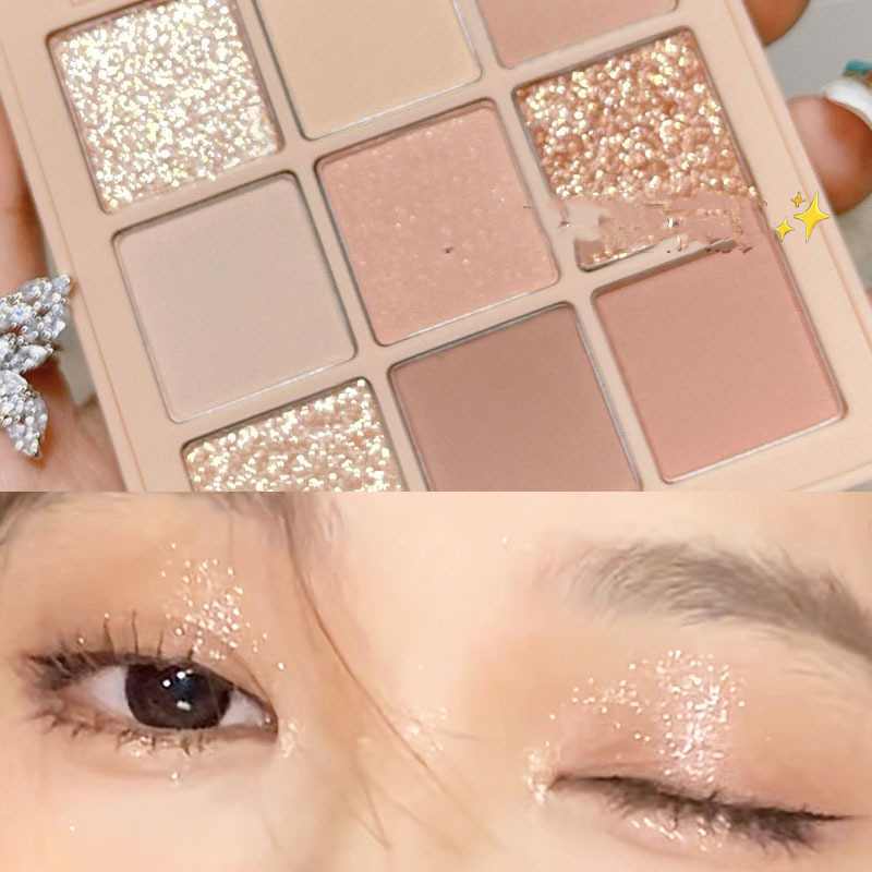 Nine Color Eyeshadow Tray Cement Dark Punk Smoked Black And White Gray Metal Pearlescent