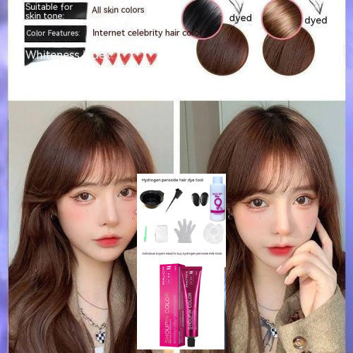 Ammonia-free Hair Color Paste Monochrome Paste Cover White Hair Multi-segment Color One-step Black Tea Gray Blue Black Hair Dye