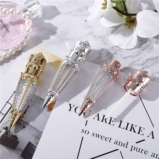 New ML241 Tapered Laser Carving Lip Gloss Tube From Stock, Golden Lip Glaze