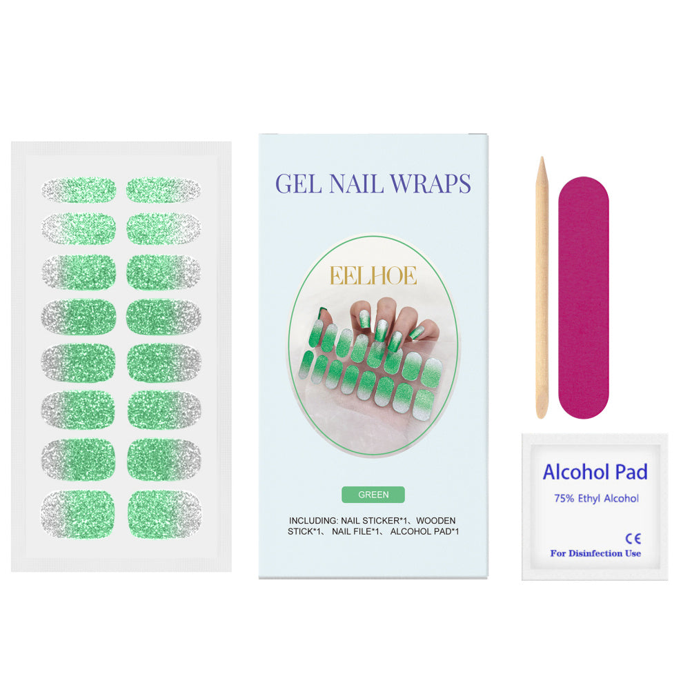 Soft Gel Nail Sticker Set Glitter Four Colors