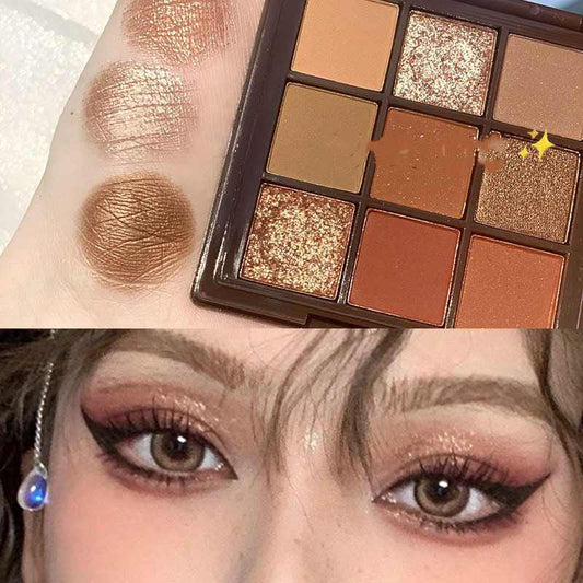 Nine Color Eyeshadow Tray Cement Dark Punk Smoked Black And White Gray Metal Pearlescent