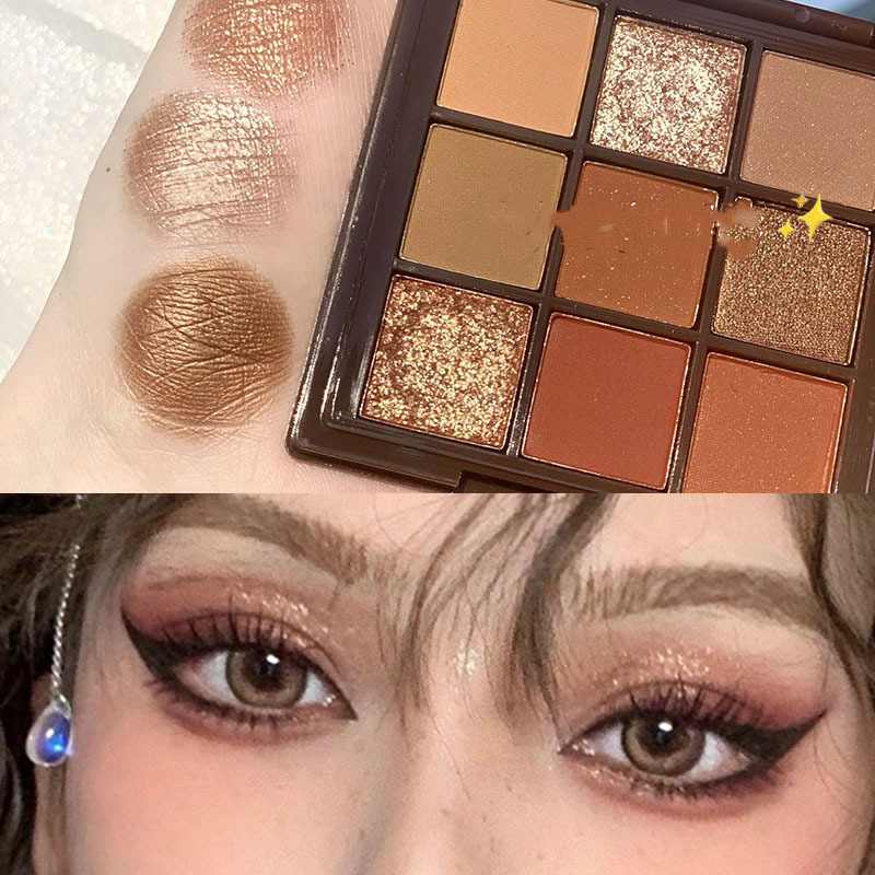 Nine Color Eyeshadow Tray Cement Dark Punk Smoked Black And White Gray Metal Pearlescent