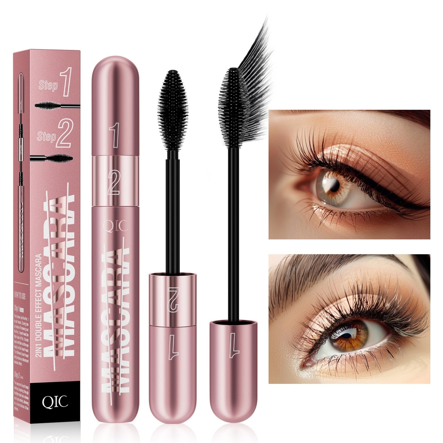 Rose Gold Mascara Double Effect Lengthening Thick Curl Waterproof Not Smudge