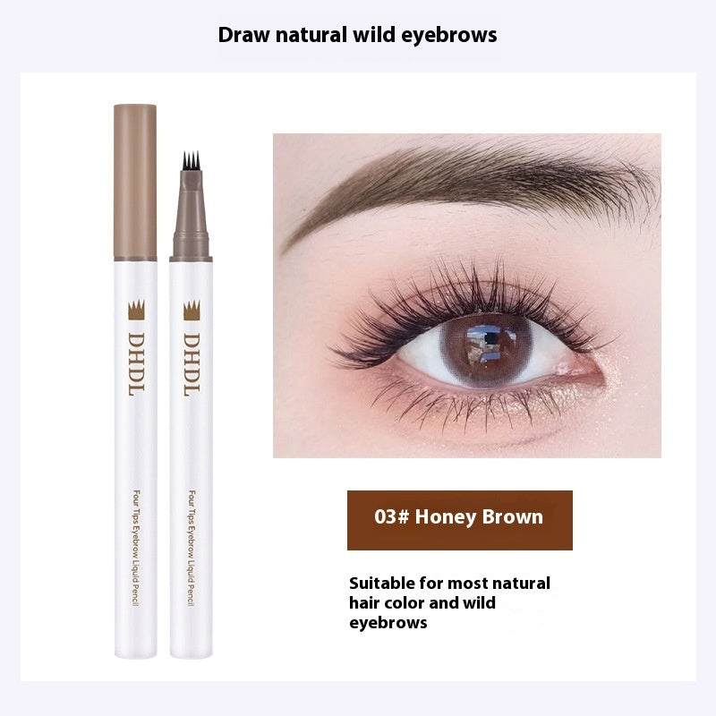 DHDL Four-fork Water Eyebrow Pencil Waterproof Sweat-proof Long Lasting Non Smudge